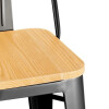 Banqueta Con Respaldo Asiento Madera - Tolix Negro