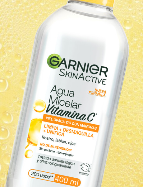 Agua Micelar Garnier Express desmaquillante aclarante con vitamina C 400ml Agua Micelar Garnier Express desmaquillante aclarante con vitamina C 400ml