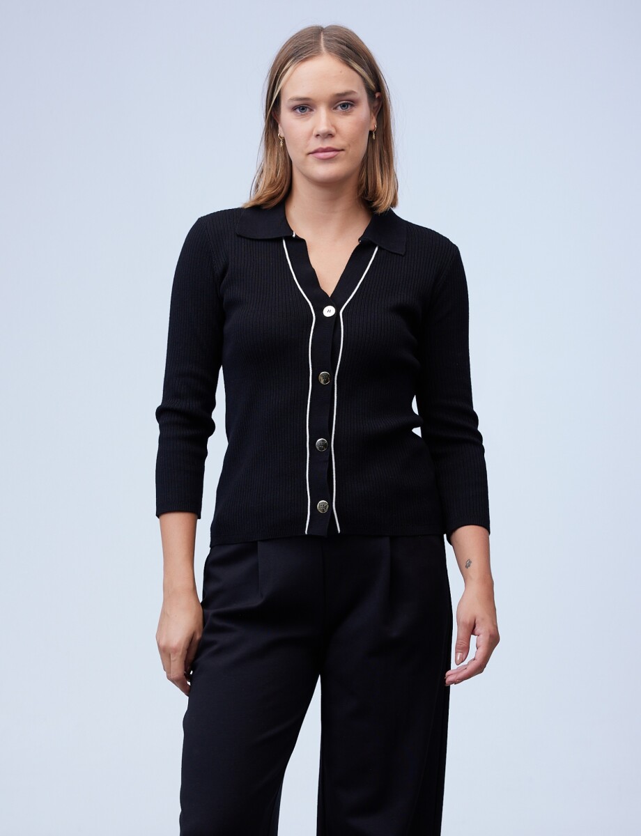 Cardigan Botones - Negro/blanco 