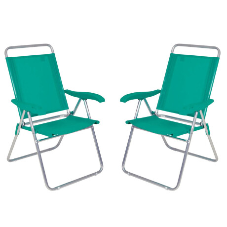 Set X2 Sillas Altas Reposeras 4 Pos. Boreal Mor Aluminio Verde