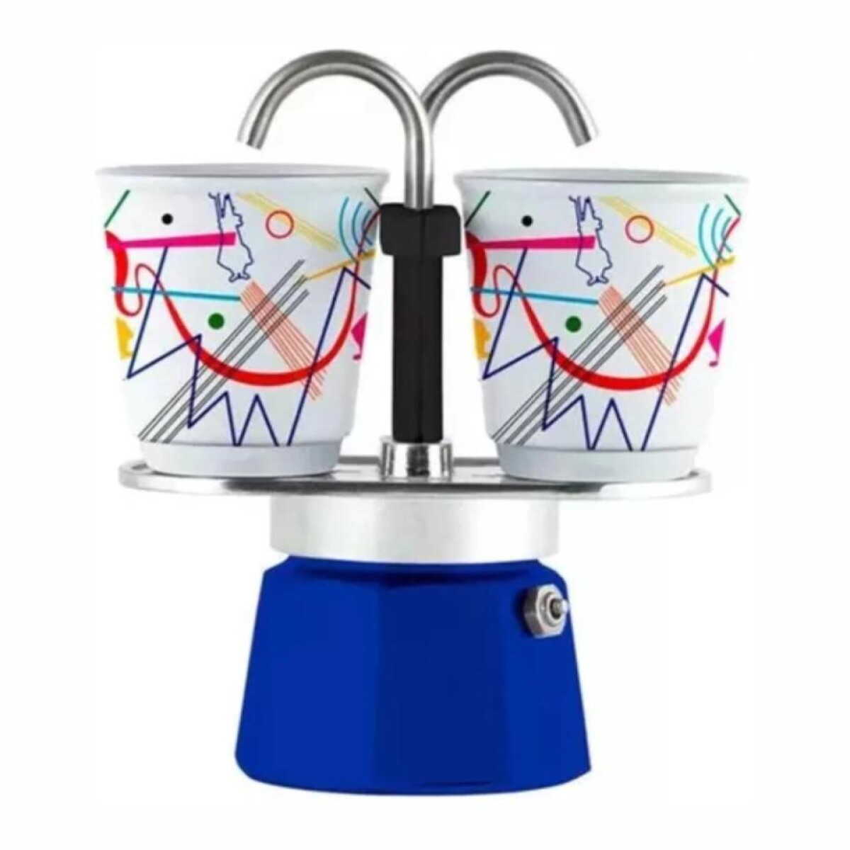 Cafetera Manual BIALETTI Mini Set Kandinsky 2 Tazas - Azul 