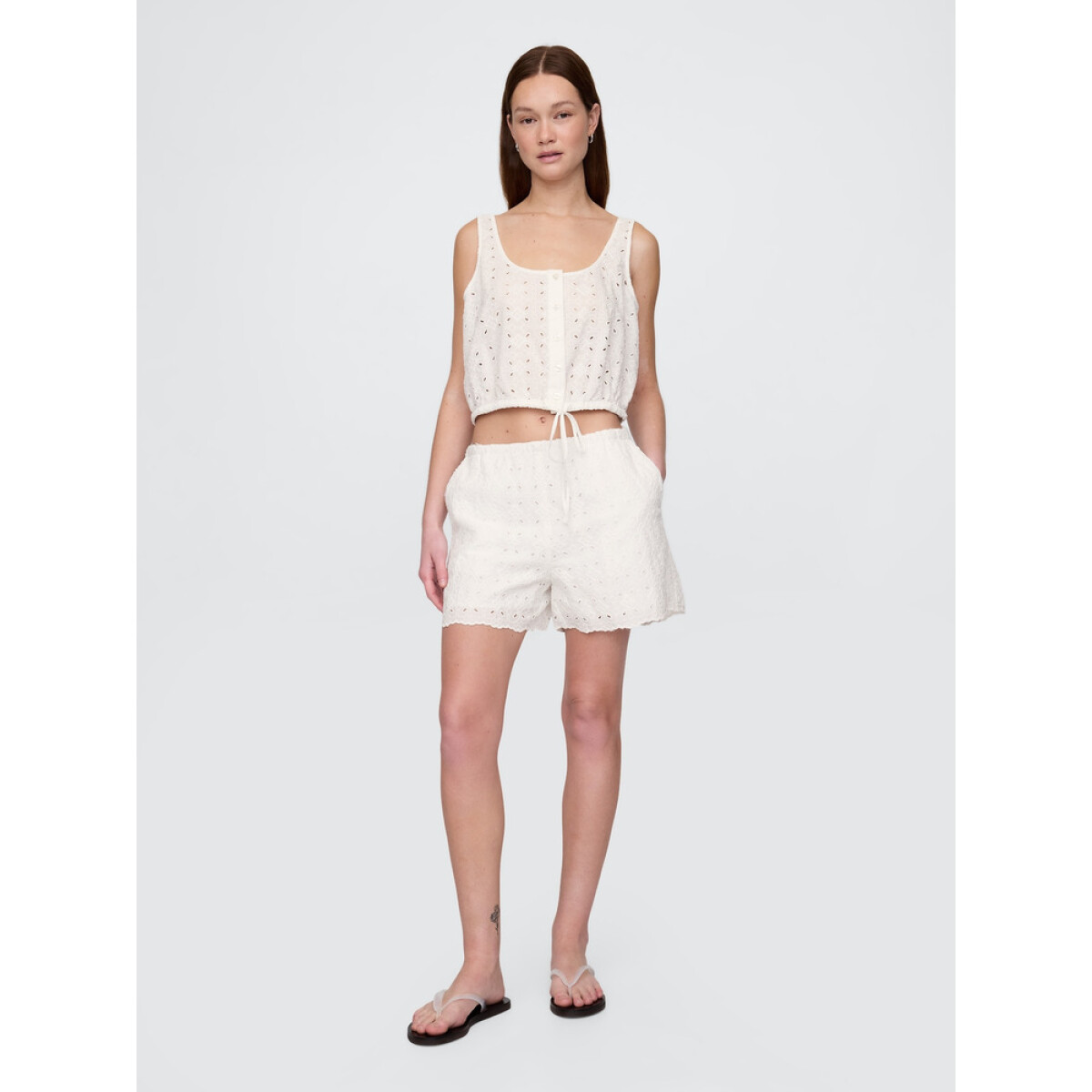 EYELET PULL ON SHORT - NEW OFF WHITE 