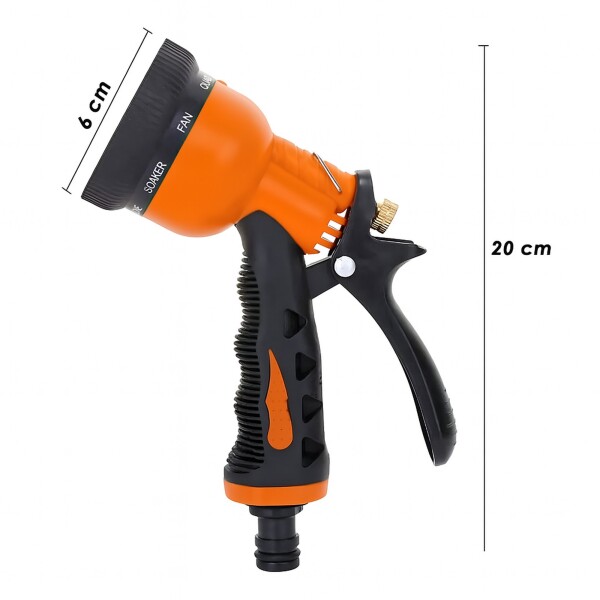 Pistola Riego Rociador 8 Funciones Presión Para Manguera Ax® Color Naranja