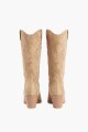 Bota de suede con pespuntes beige