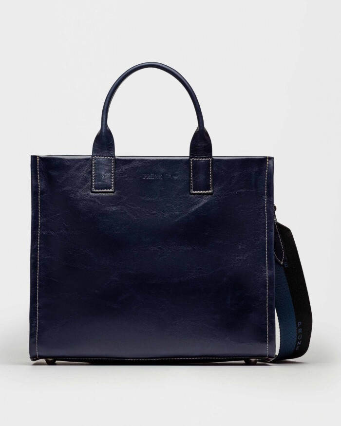 Cartera de Mano Capri En Cuero Liso Azul