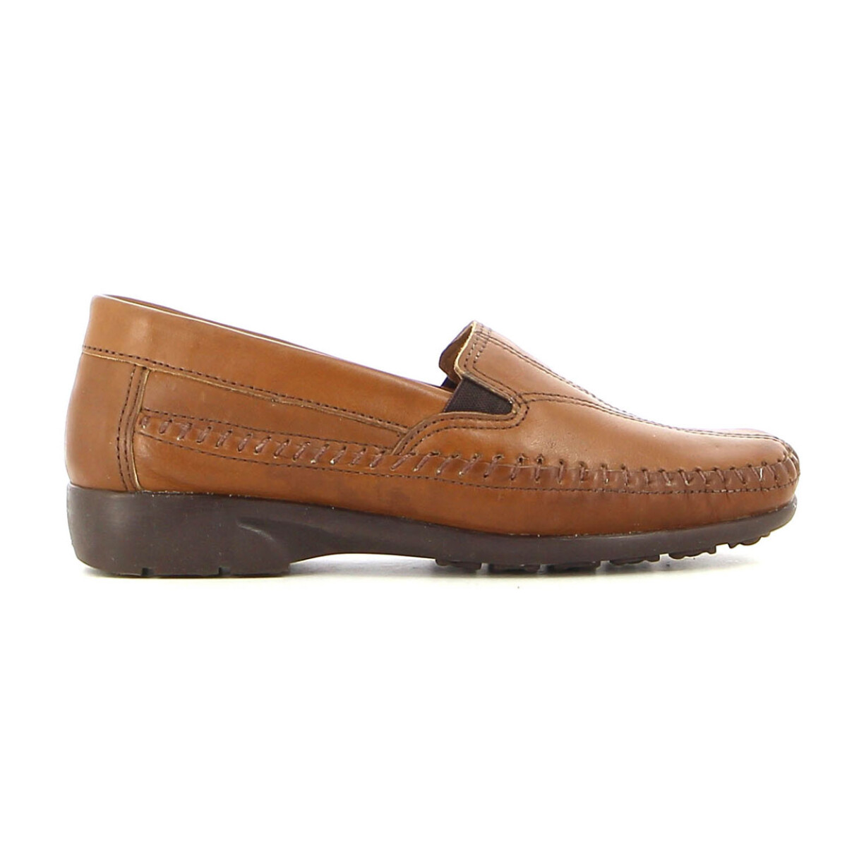 Mocasines Country de Mujer Elasticos Costura Napa Suela - Cognac 