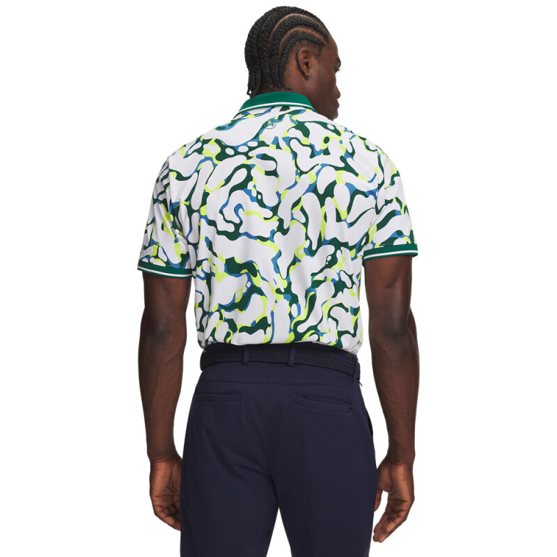 UA ArmourDry Print Rib Polo-WHT WHT-101