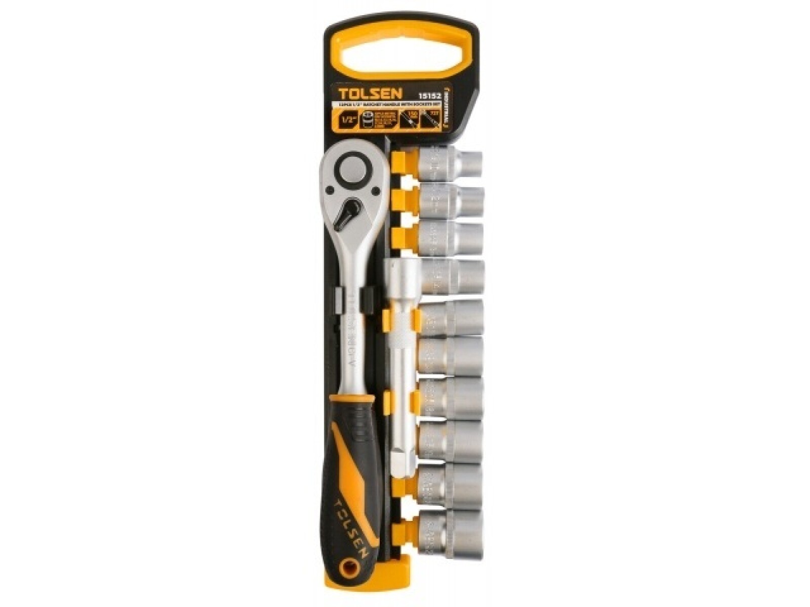 TOLSEN JUEGO LLAVE CRIQUET 1/2 + 10 DADOS MM INDUSTRIAL 12 