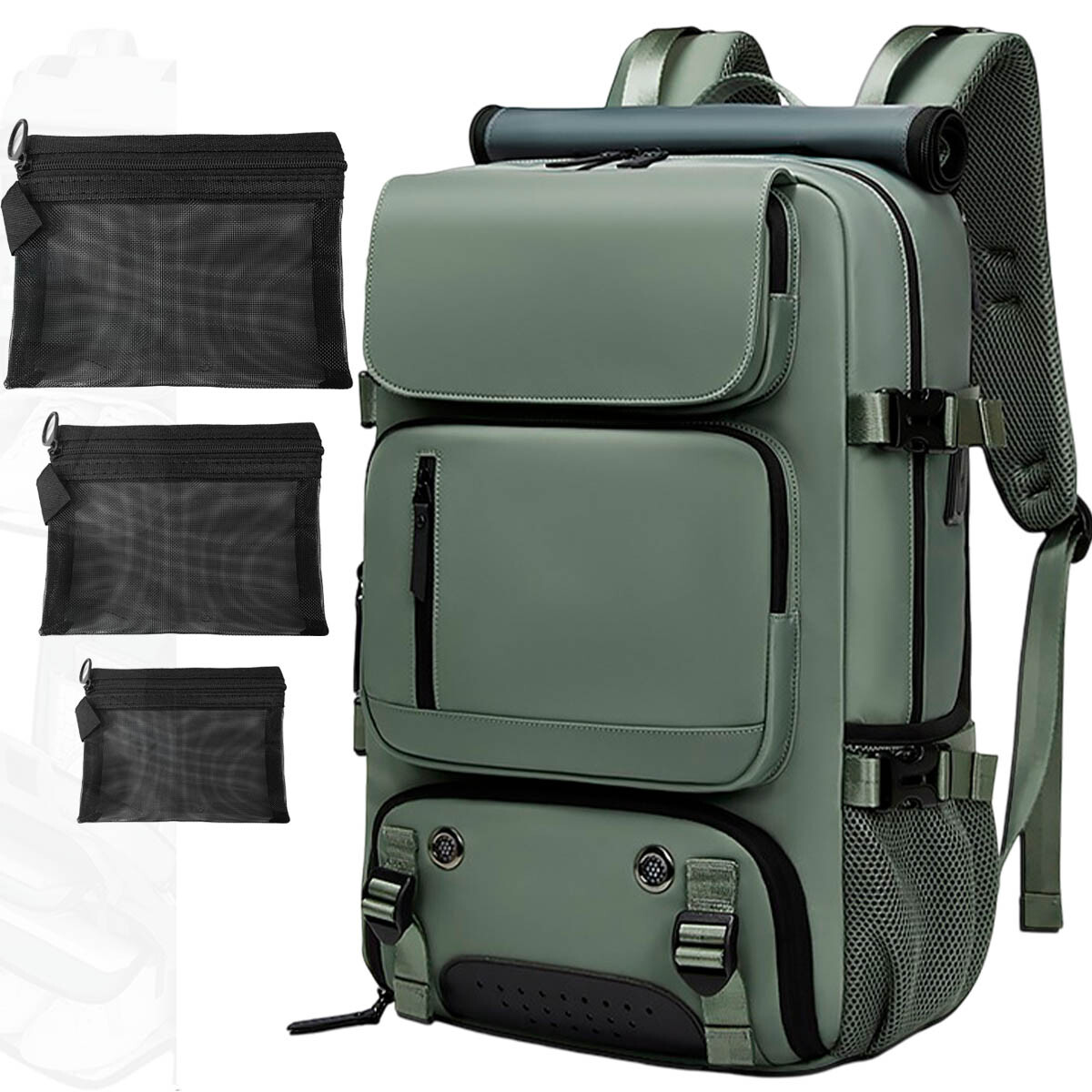 Mochila Bolso Viaje Carry On Impermeable N 1 Laptop - Verde 
