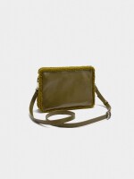 Bolso Bandolera Bordes Efecto Pelo caqui