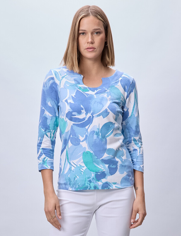 Blusa Algodon Print AZUL/MULTI