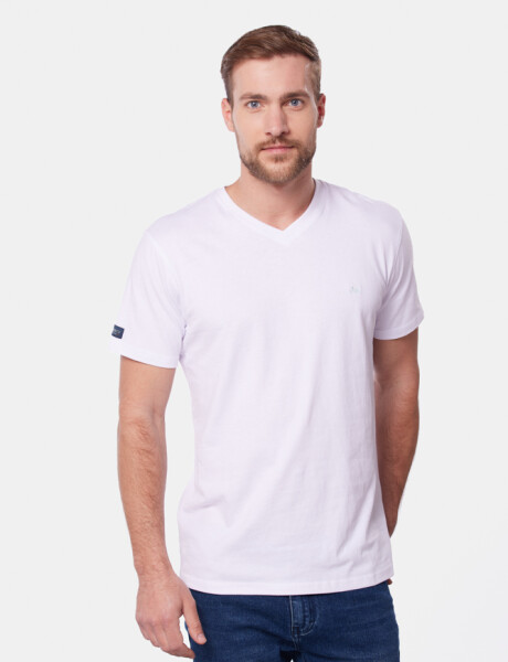 REMERA LISA ESCOTE V Blanco