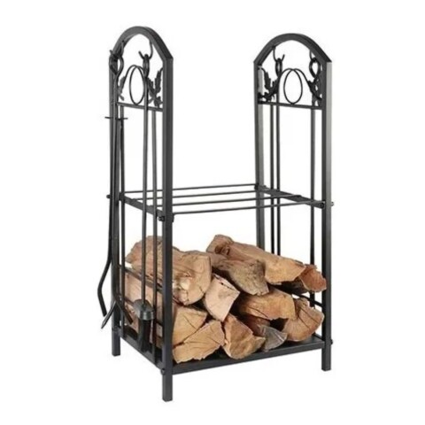 Leñero Doble Piso Con Accesorios 40x30x74cm. Leñero Doble Piso Con Accesorios 40x30x74cm.