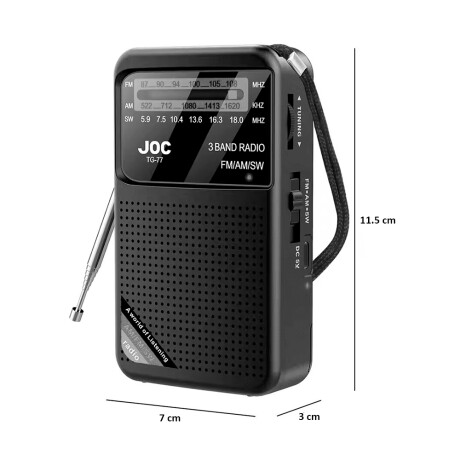 Radio JOC FM/AM/SW Recargable Parlante y Auriculares TG-66 NEGRO