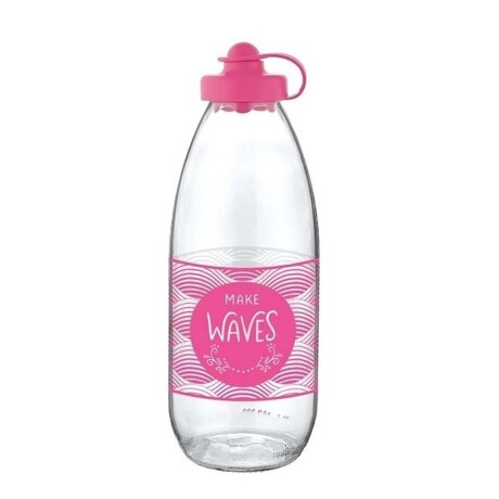 Botella en Vidrio Decorada con Tapa 1000Ml Ufo Renga Rosa