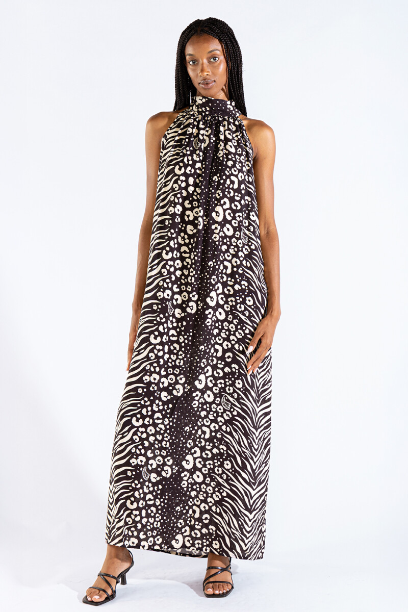 MICHU HALTER DRESS Feline Black