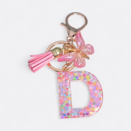 Llavero de letras D confetti