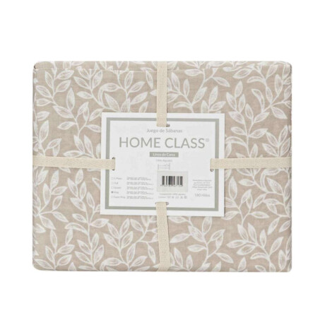 Juego Sábanas Queen Size Home Class Estampado 180 Hilos 100% Algodón 10-2 Hojas Beige