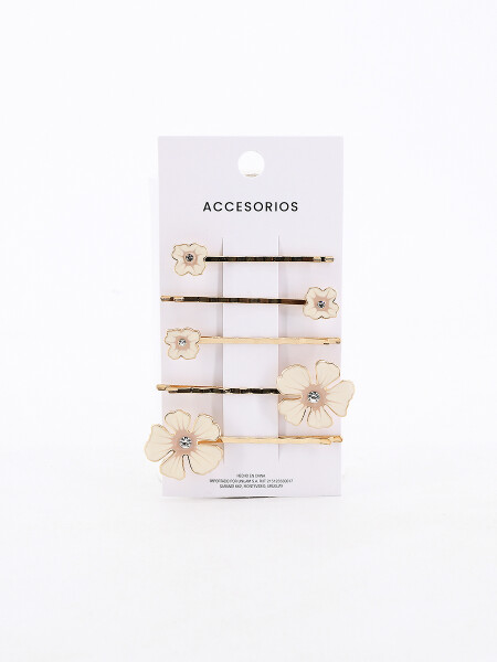 BROCHE FLOR PACK 5 PCS DORADO