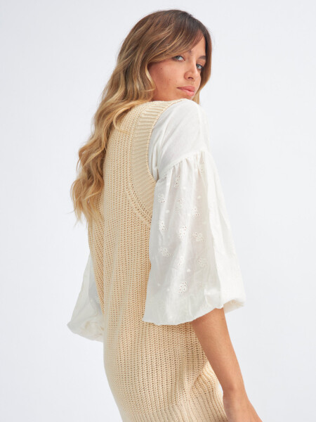 Chaleco de punto largo Beige