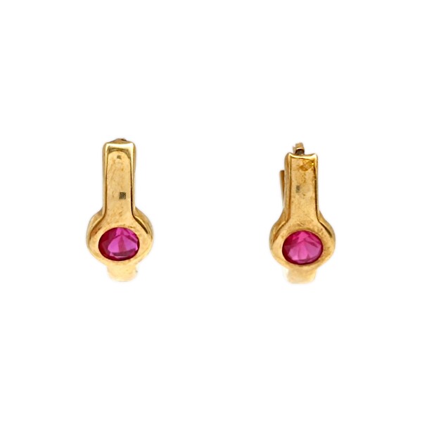 Caravanas Rubí Aro Oval de oro- Oro bajo - Rubí- CA8126 conpiedra