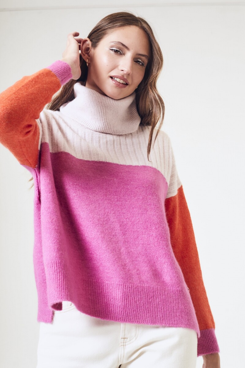 Polera Color Block - Fucsia 