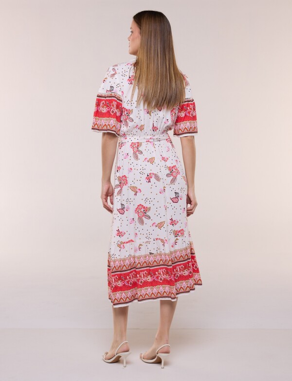 Vestido Maxi Estilo Boho Floral MULTI/ROJO