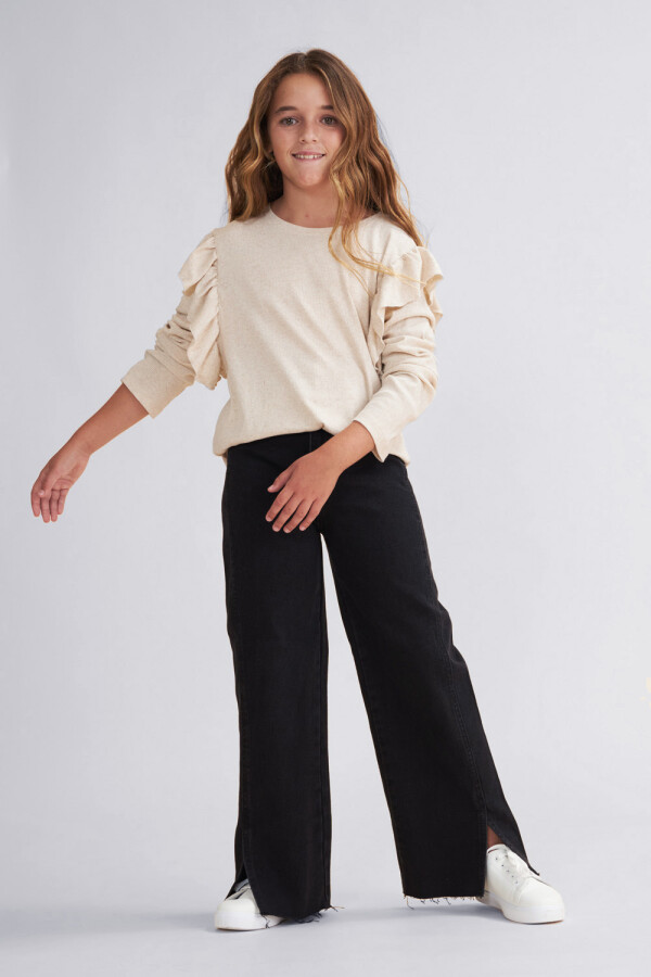 Pantalón oxford con cortes Negro