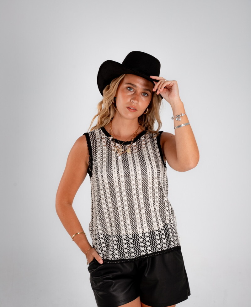 Blusa Gabrielle negro con blanco