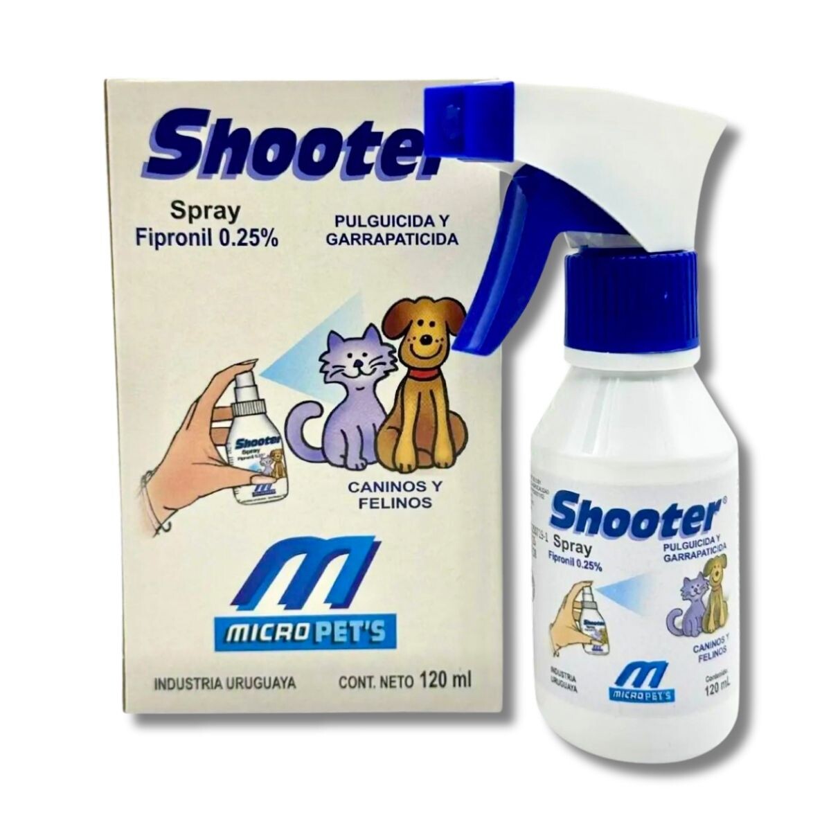 SHOOTER SPRAY 120 ML ANTIPULGAS Y GARRAPATAS PARA PERROS Y GATOS 