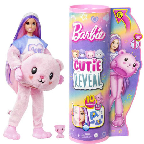 Muñeca Barbie Cutie Reveal Con Disfraz + Accesorios Barbie Oso Rosa