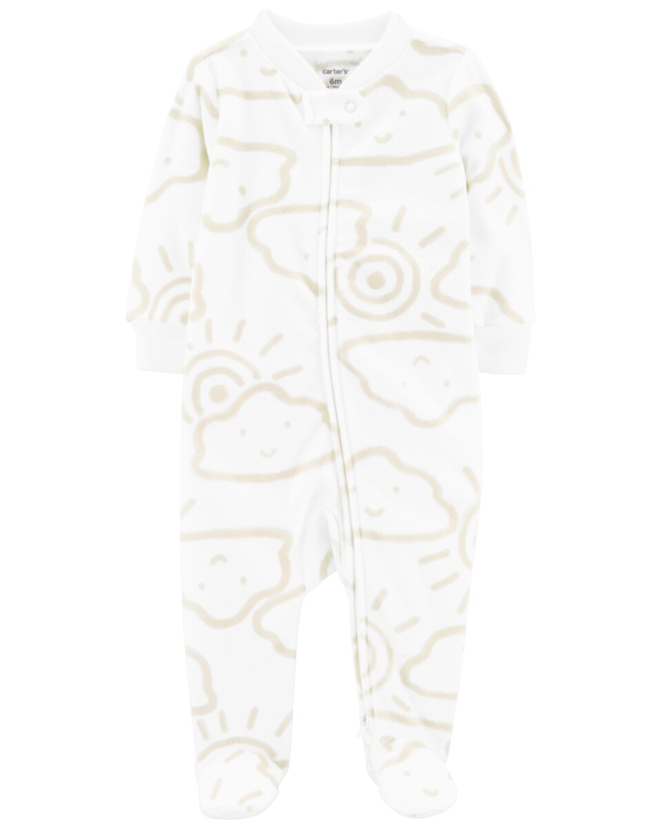 Pijama una pieza de micropolar con pie diseño nubes 