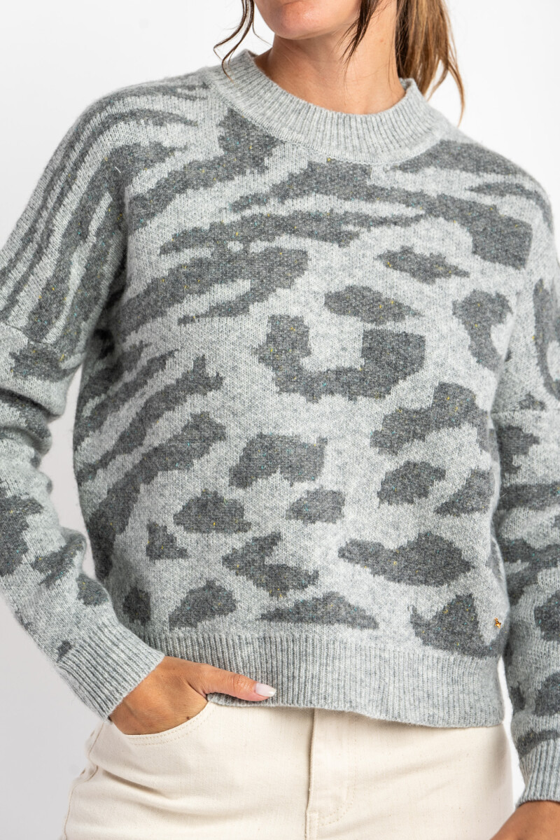 Sweater Animal Print Gris