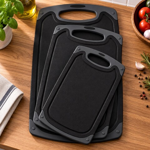 Tabla Para Picar Y Cortar Set de 3 Unidades para Cocina Antidelizante IMBACK Color Negro Tabla Para Picar Y Cortar Set de 3 Unidades para Cocina Antidelizante IMBACK Color Negro