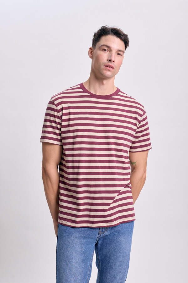 Remera rayas Bordo