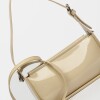 Cartera al hombro Leaf en efecto cuero charol Natural