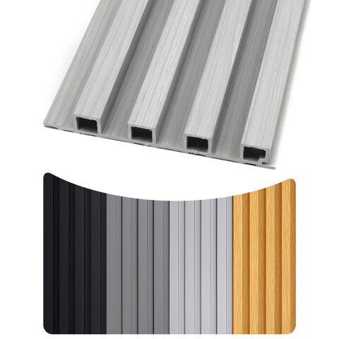 Pack x100 Wpc Simil Madera Wall Panel Lambrin 2.90m x 16.7cm Color Gris Claro