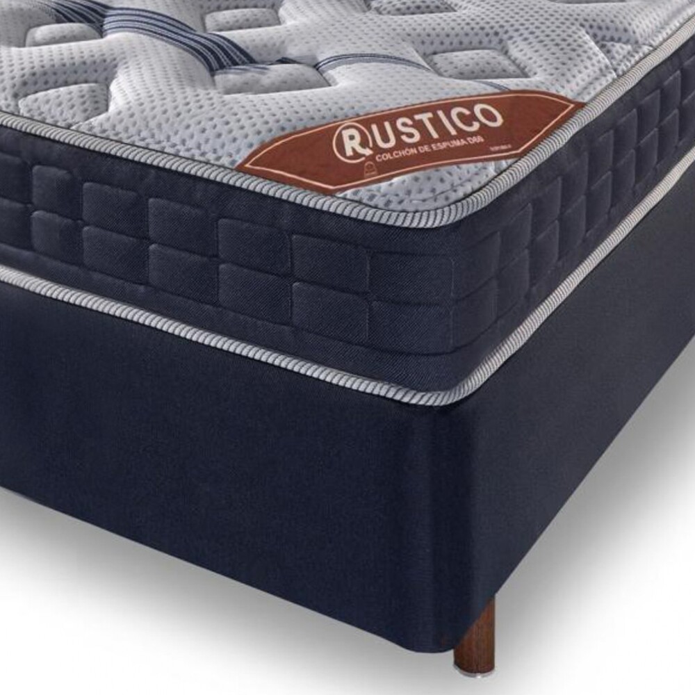 Conjunto Sommier 1 plaza y media - Rustico - Espuma D60 Conjunto Sommier 1 plaza y media - Rustico - Espuma D60
