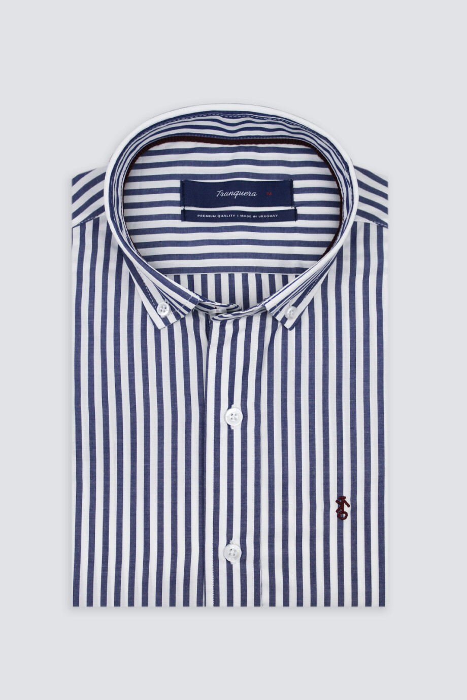Camisa de Hombre Premium Rayada Raya Azul Oscuro