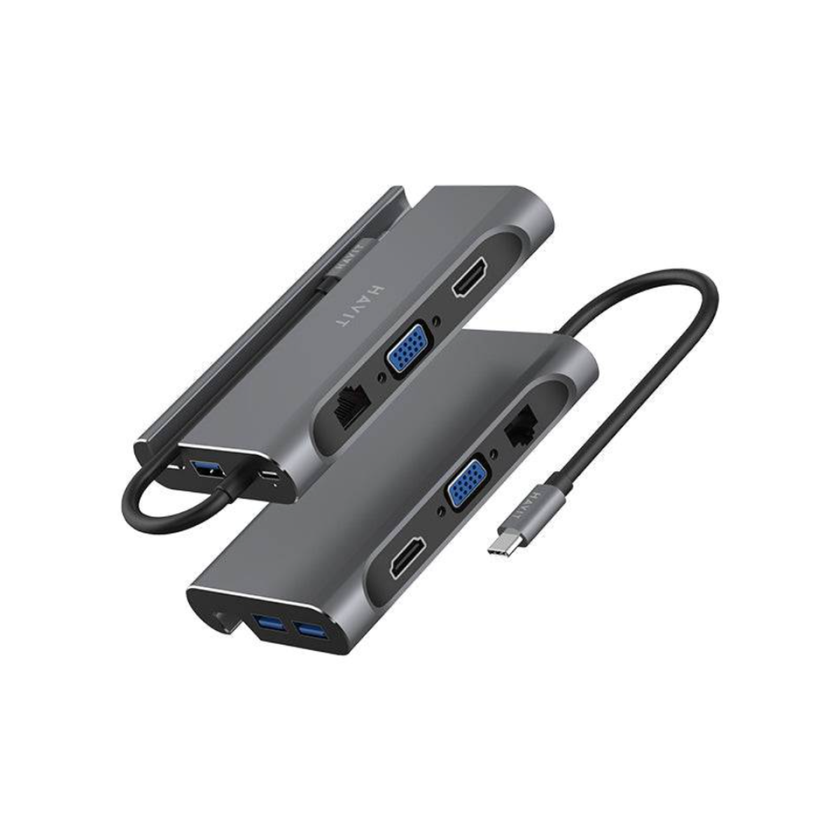 HUB MULIT-PUERTO HAVIT HB4001 7 EN 1 P/USB, HDMI, ETHERNET, VGA C/SOPORTE PARA CELULAR 