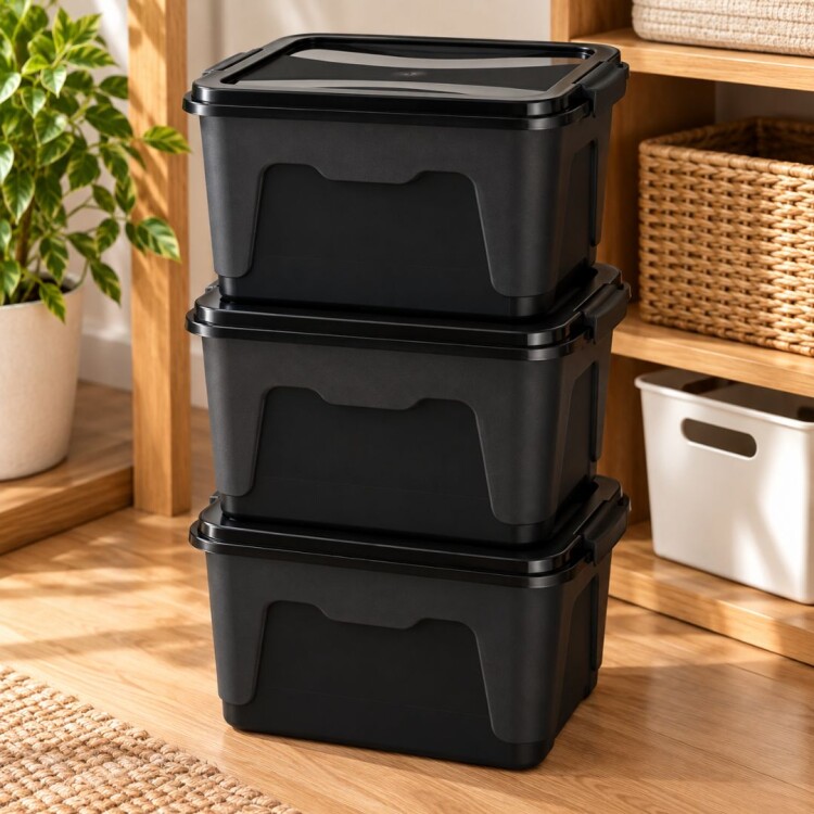Combo Caja Organizadora Rischioto 20 litros x 3unds Negro Combo Caja Organizadora Rischioto 20 litros x 3unds Negro