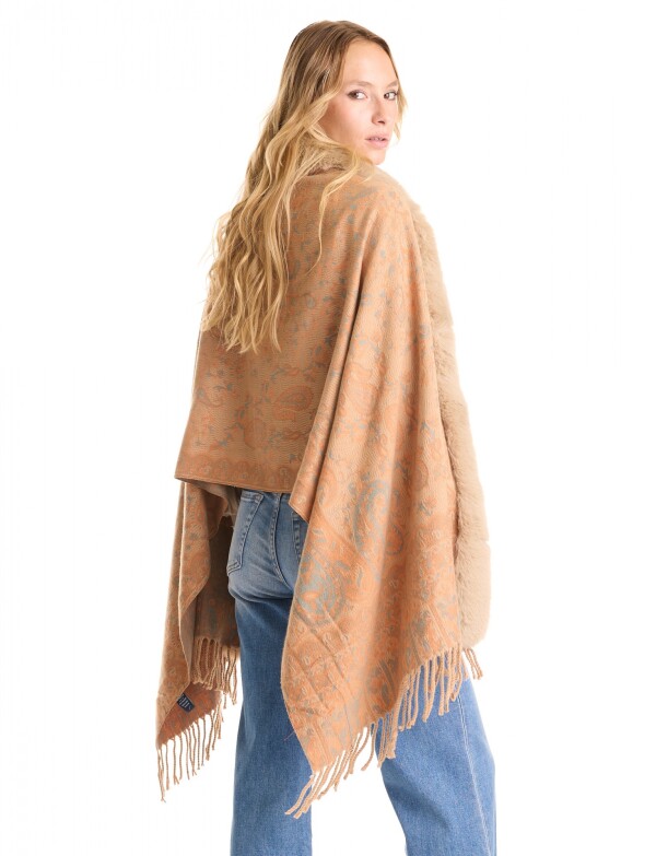 Ruana Faux Fur MULTI/BEIGE