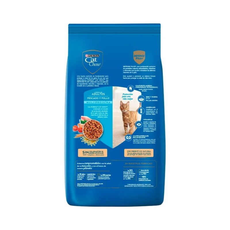 CAT CHOW GATOS ADULTOS POLLO Y PESCADO 15 KG + 3 KG DE REGALO