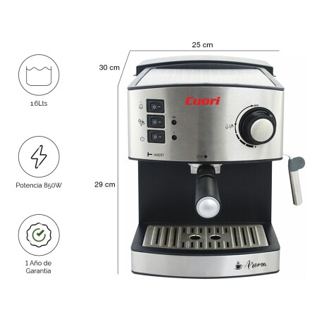 Cafetera Express Cuori Con Bomba Presión 15 Bares 1.6Lts Negro/plateado