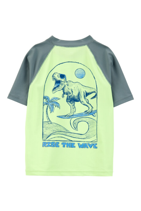 Remera de baño manga corta con protección UPF 50+, estampa dino Sin color