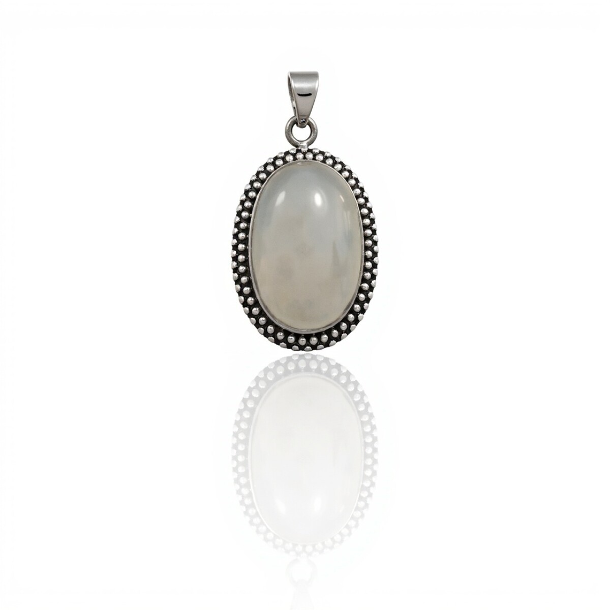 Dije Colgante Oval-Plata 925 Quemada-Piedra Luna-CP4266 - conpiedra 