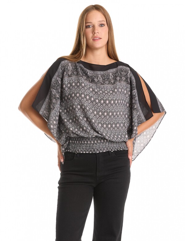 Blusa Dolman Print NEGRO/GRIS