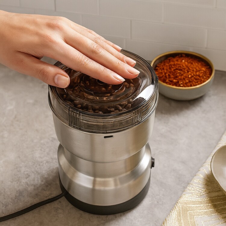 MOLINILLO DE GRANOS DE CAFE ELECTRICO 300W PLATEADO