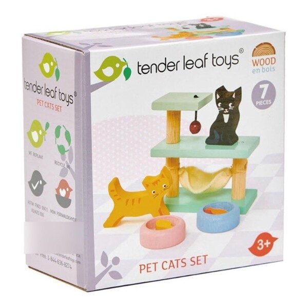 Tender Leaf Toys Set Mascotas 2 Gatitos Gato S Niños Madera Tender Leaf Toys Set Mascotas 2 Gatitos Gato S Niños Madera