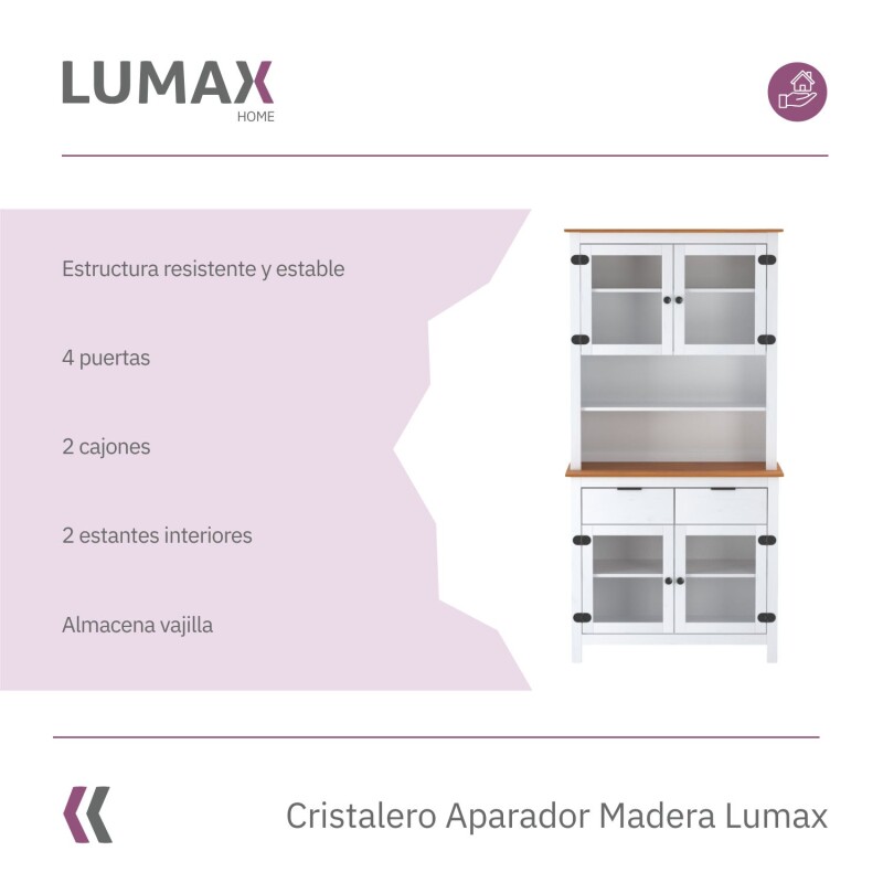 Cristalero Aparador Vajillero Lumax 4 Puertas Vidrio 2 Cajones Cristalero Aparador Vajillero Lumax 4 Puertas Vidrio 2 Cajones